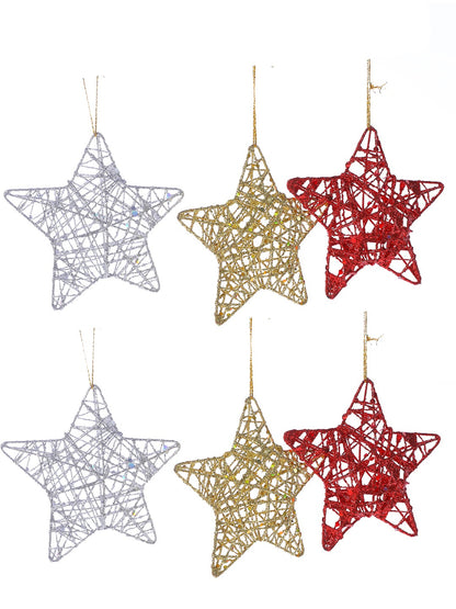 Set Of 12 Chic Metallic Star Ornaments