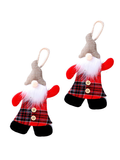 Set Of 2 Whimsical Felt Santa Ornament