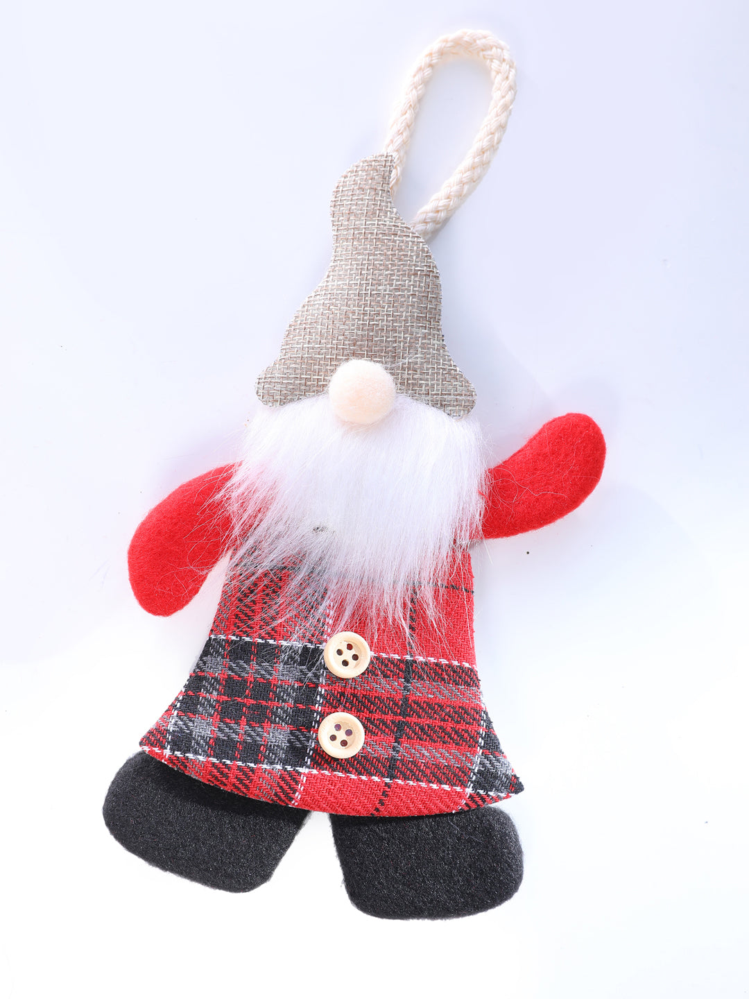 Set Of 2 Whimsical Felt Santa Ornament