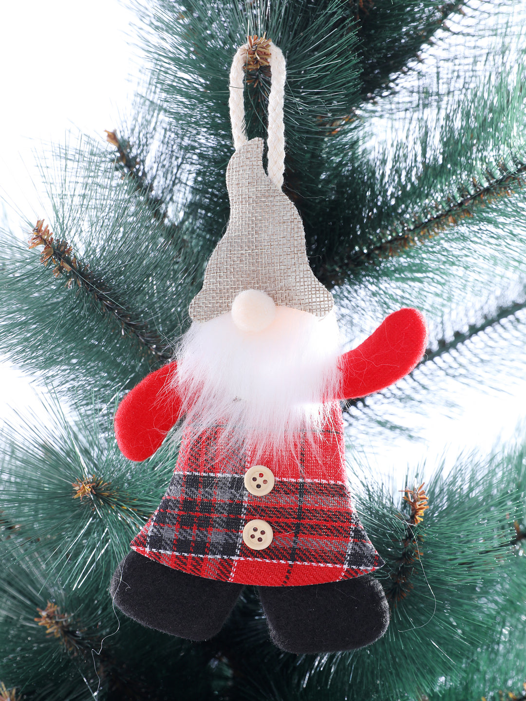Set Of 2 Whimsical Felt Santa Ornament