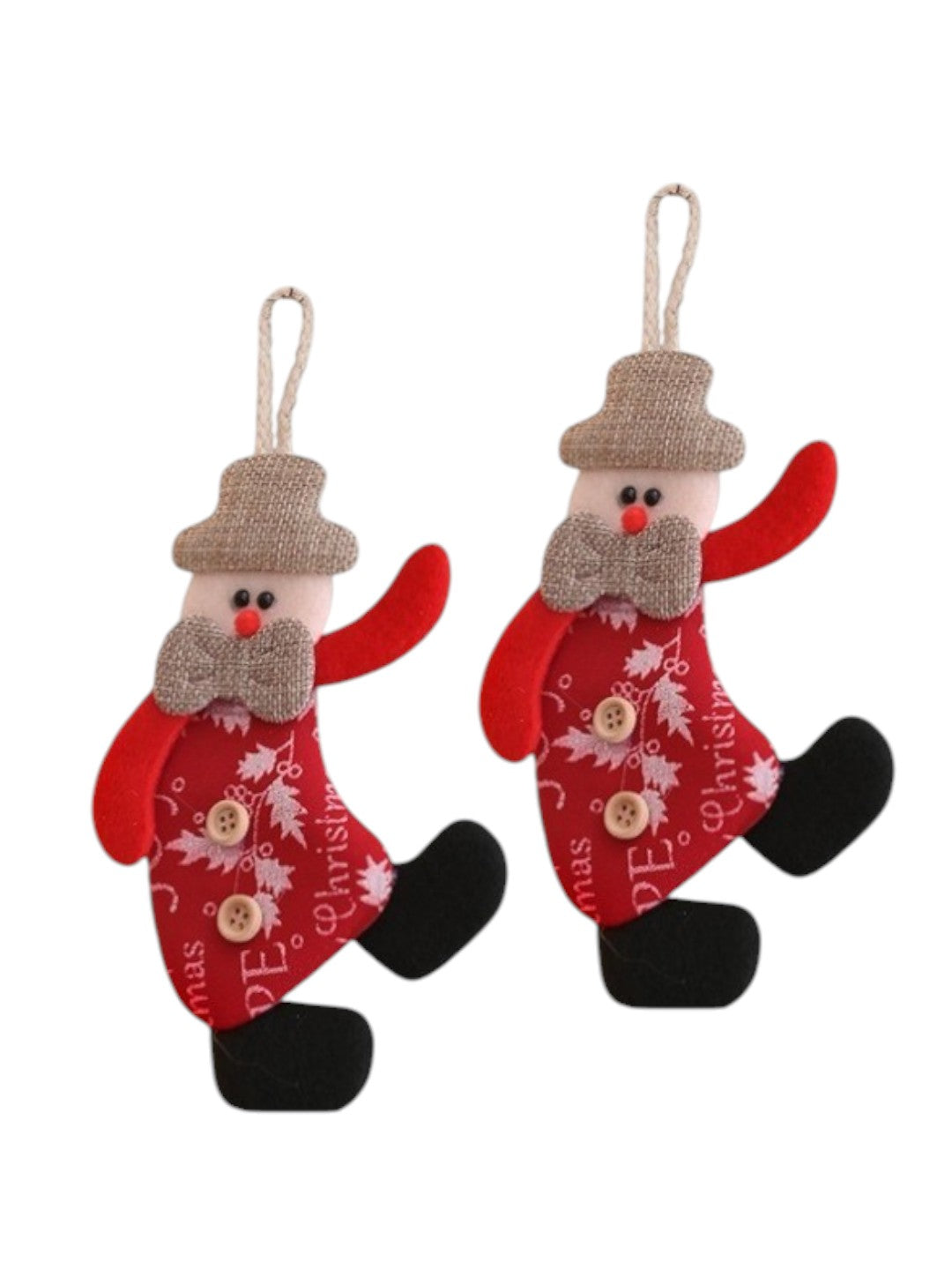 2-Pcs Red & White Whimsical Felt Santa Ornament