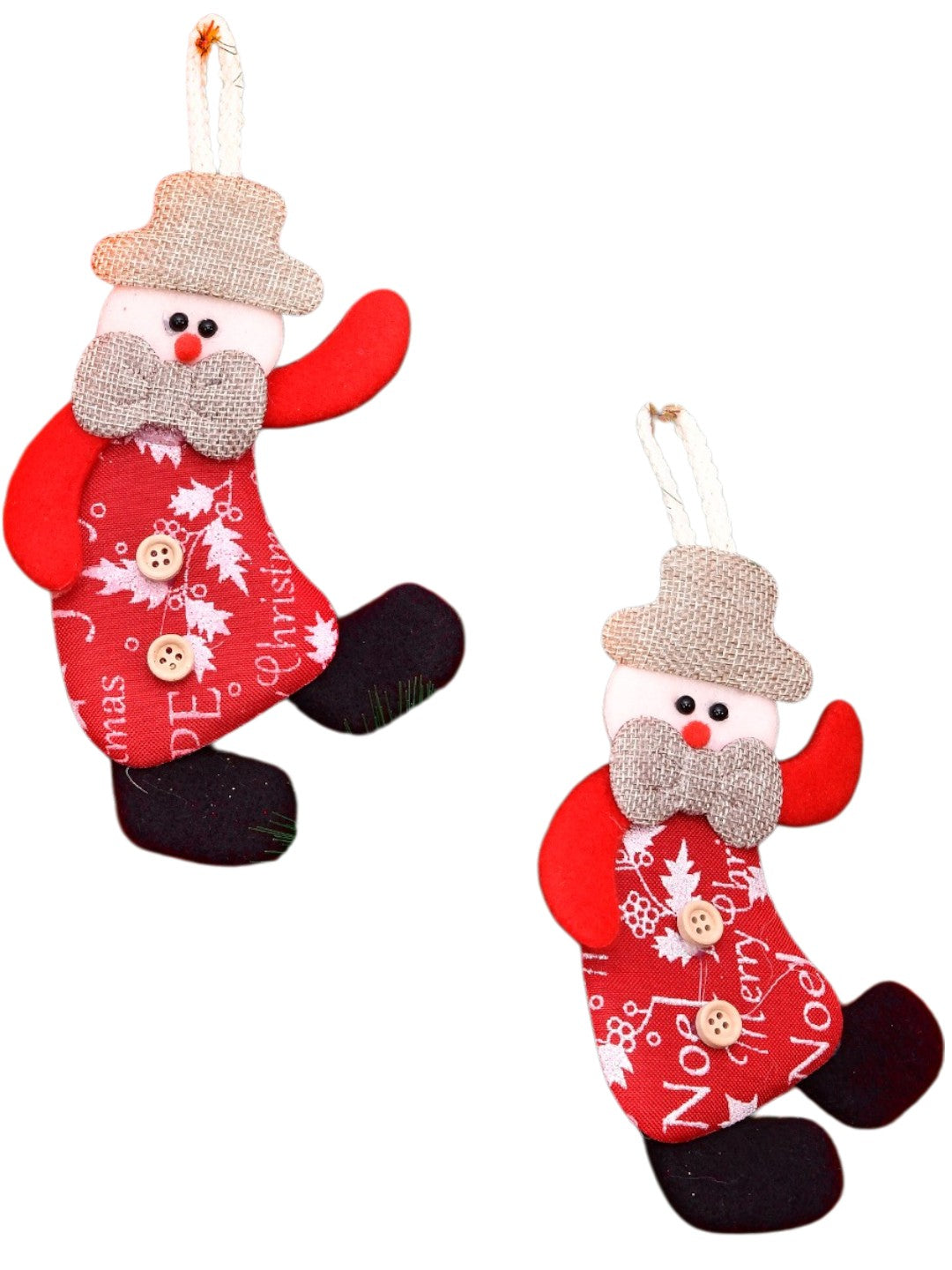2-Pcs Red & White Whimsical Felt Santa Ornament