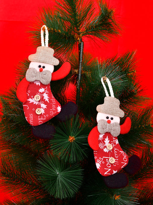 2-Pcs Red & White Whimsical Felt Santa Ornament