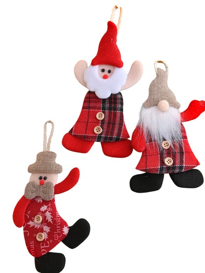 Set Of 3 Red & White Santa  Ornaments Hangings