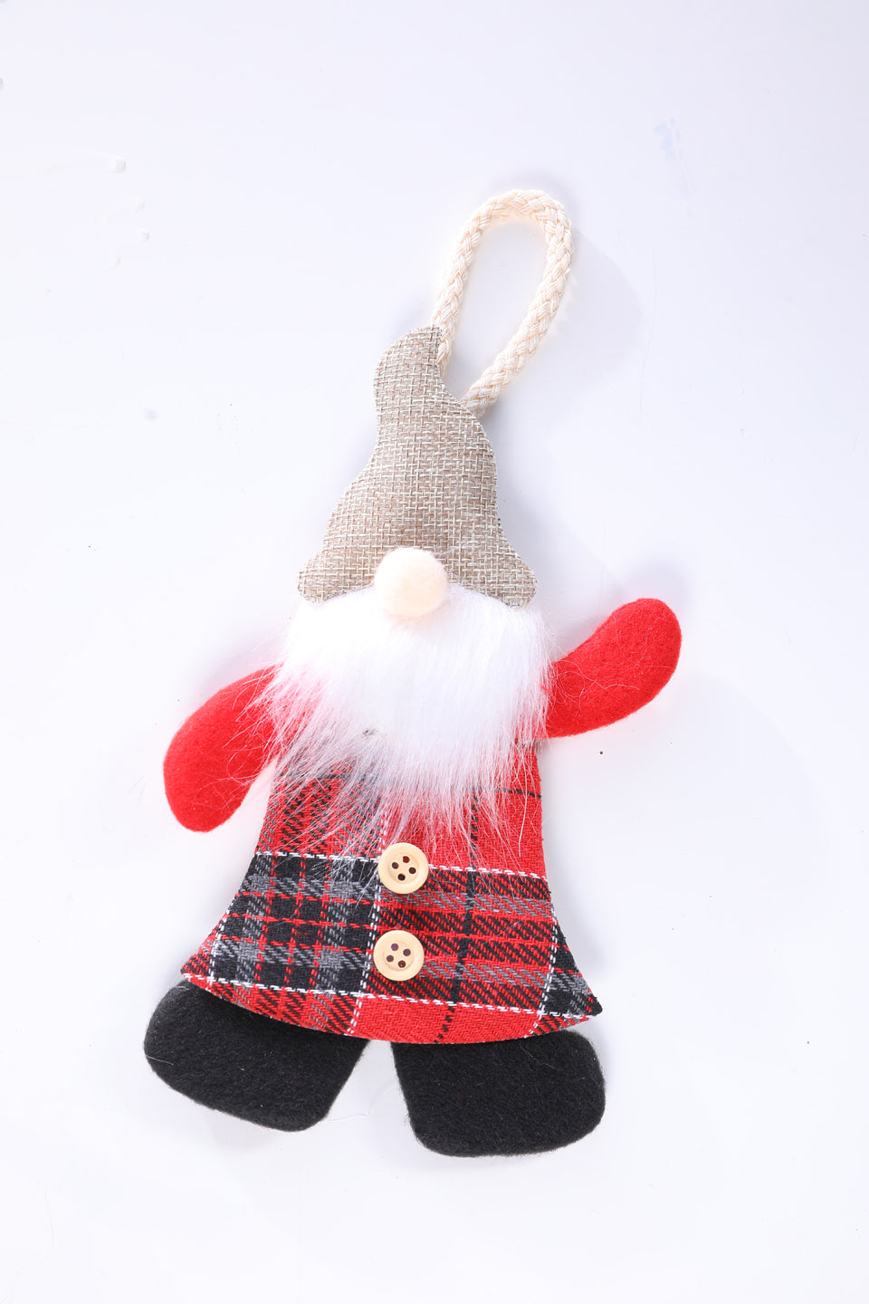 6 Pcs Red & White Whimsical Felt Santa Ornament