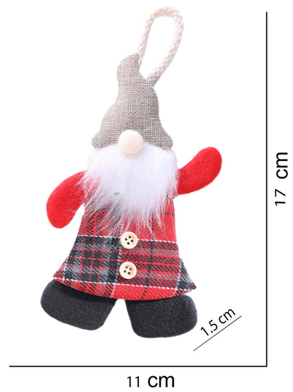 6 Pcs Red & White Whimsical Felt Santa Ornament