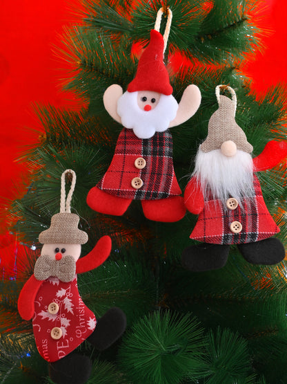 6 Pcs Red & White Whimsical Felt Santa Ornament