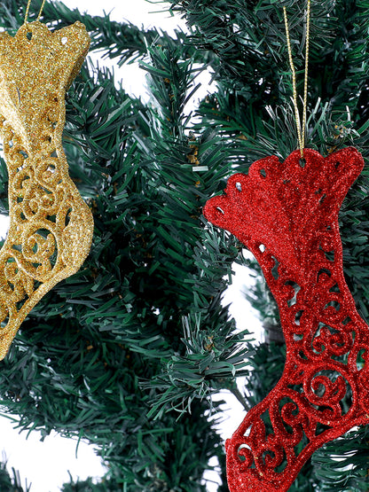 Set Of 4 Shiny Stocking Ornaments