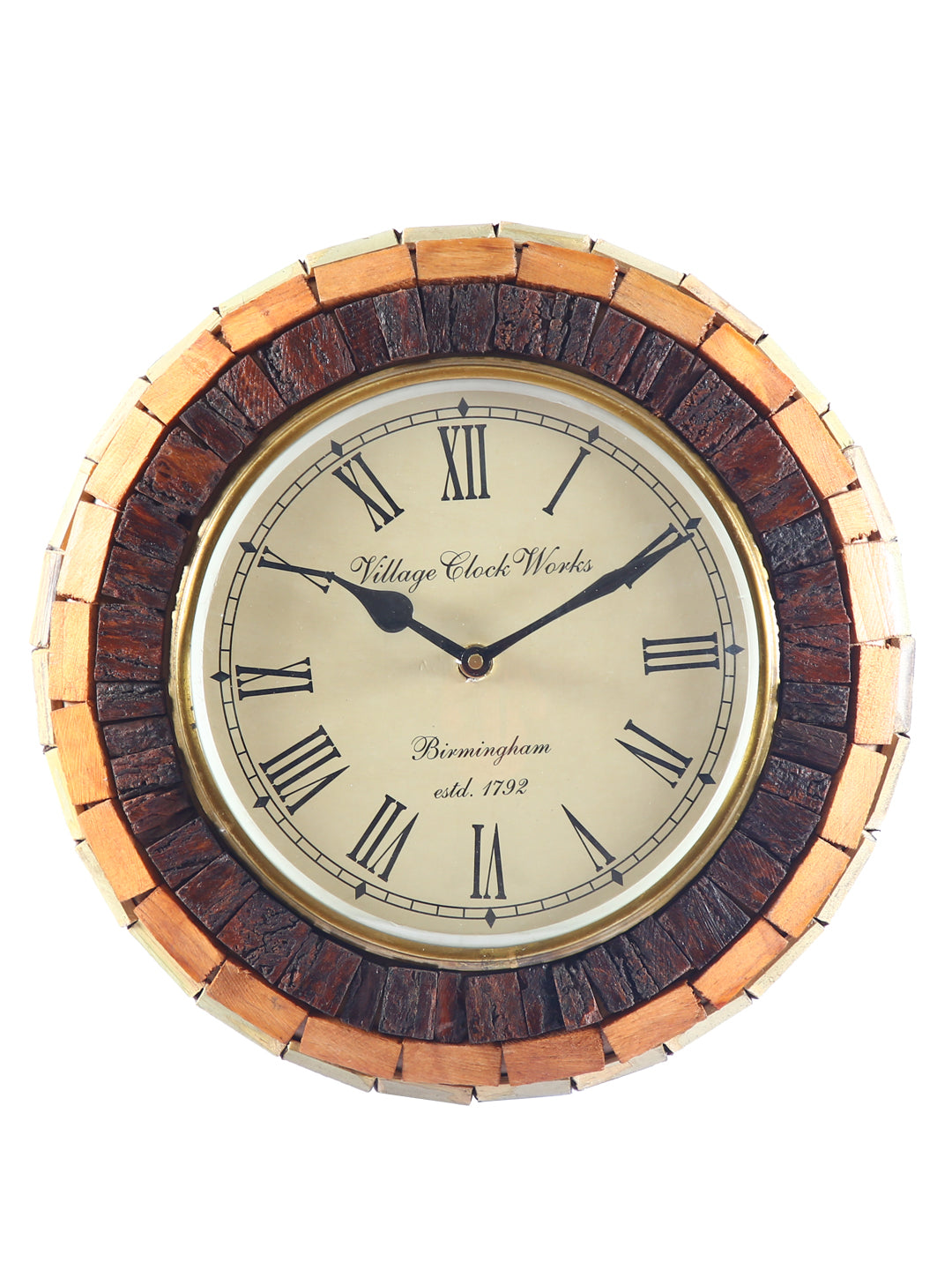 Wooden Bricks Wall Clock