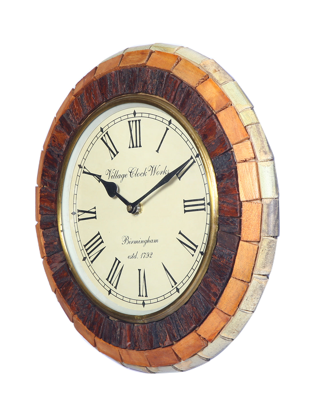 Wooden Bricks Wall Clock