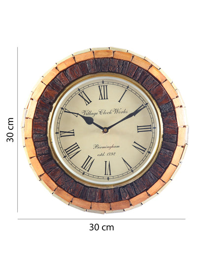 Wooden Bricks Wall Clock