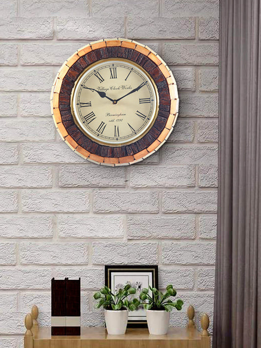 Wooden Bricks Wall Clock