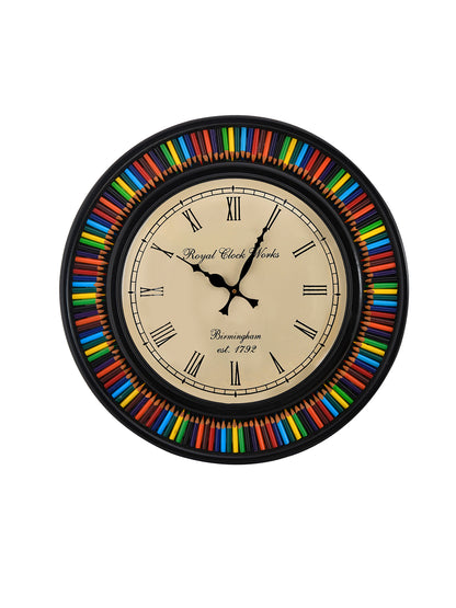 Multi-Coloured Pencil Wall Clock