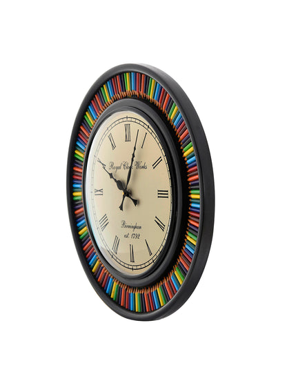 Multi-Coloured Pencil Wall Clock