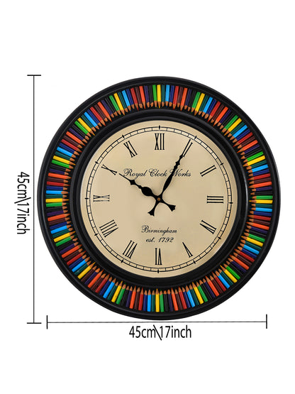 Multi-Coloured Pencil Wall Clock