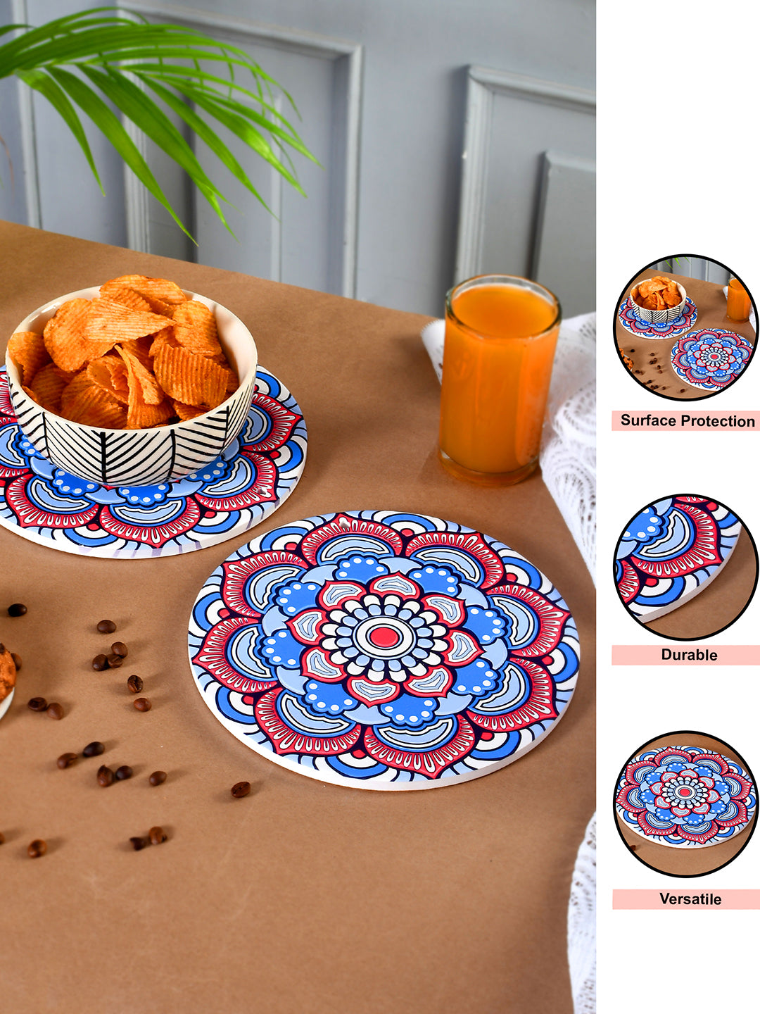 Set of 2 Delightful Mandala Coasters