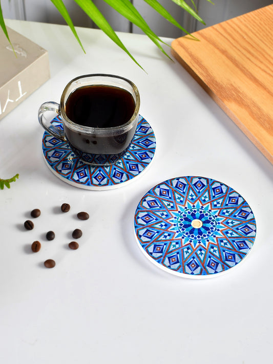 Set of 2 Exquisite Floral Printed Coasters