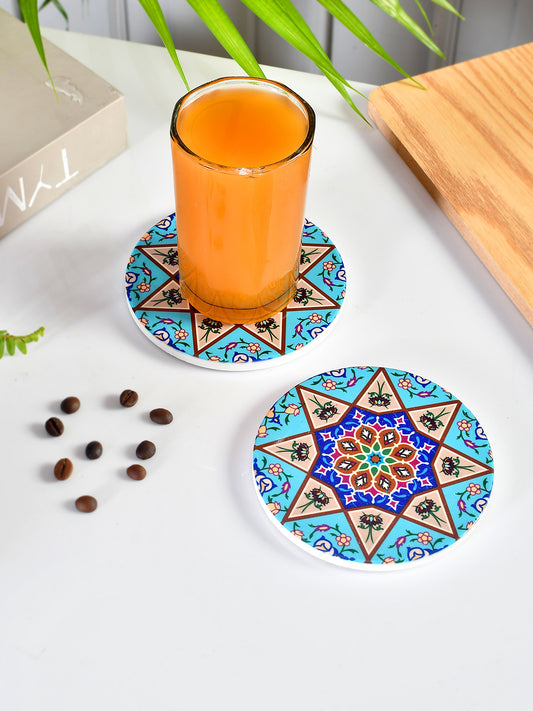 Set of 2 Exquisite Floral Printed Coasters