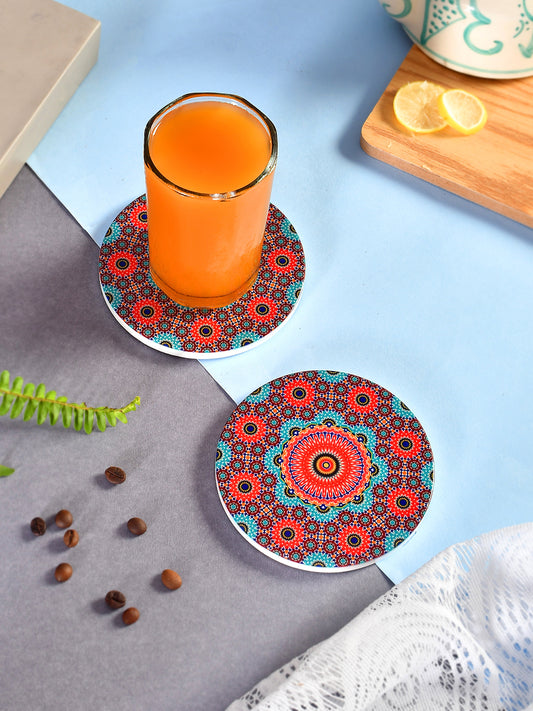 Set of 2 Exquisite Floral Printed Coasters