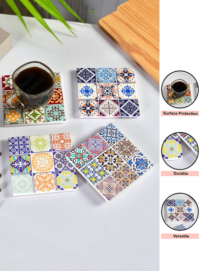 Set of 4 Multicoloured Stylish Coaster Set