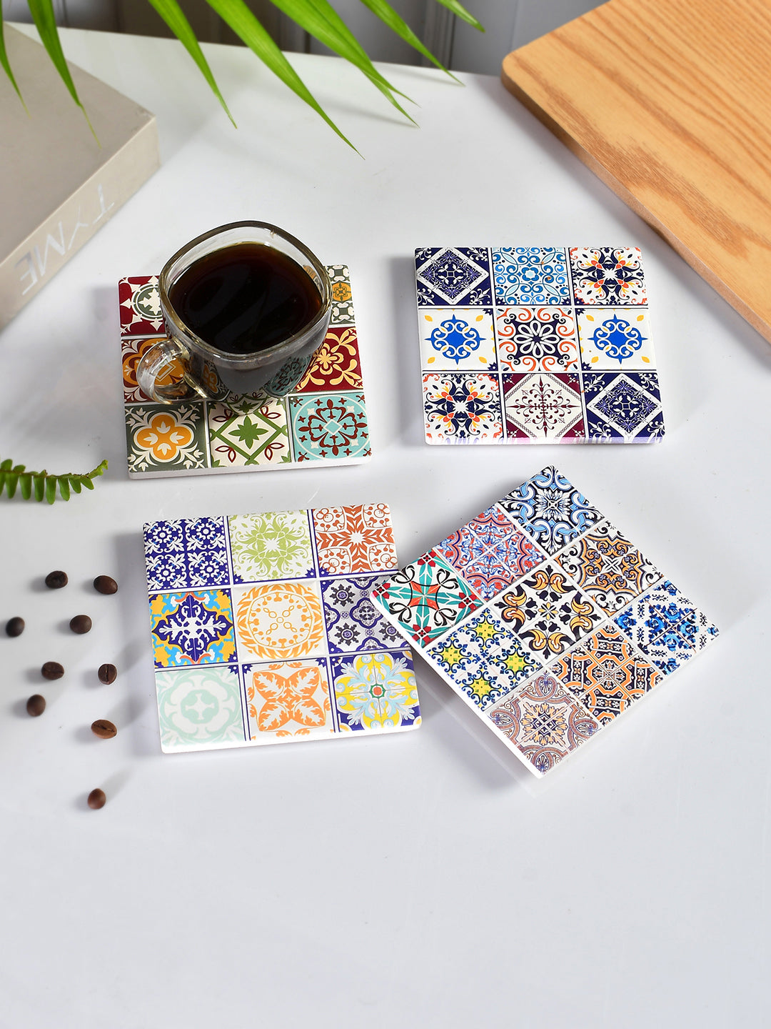 Set of 4 Multicoloured Stylish Coaster Set