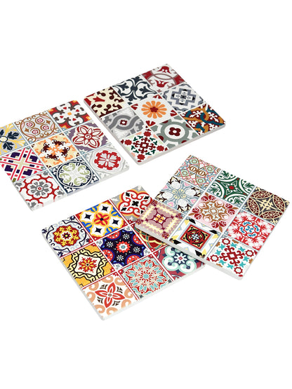 Set of 4 Multicoloured Stylish Square Coaster Set