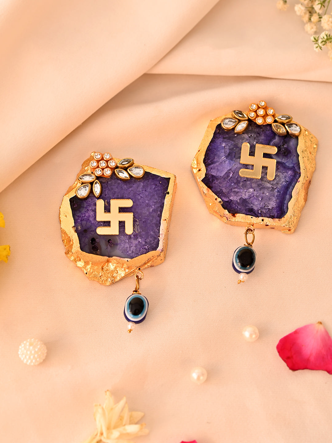 Swastik Purple Agate Hanging