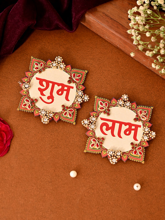 Shubh Labh Design Decorative Hanging â€“ Intricate Beaded Wall Ornament