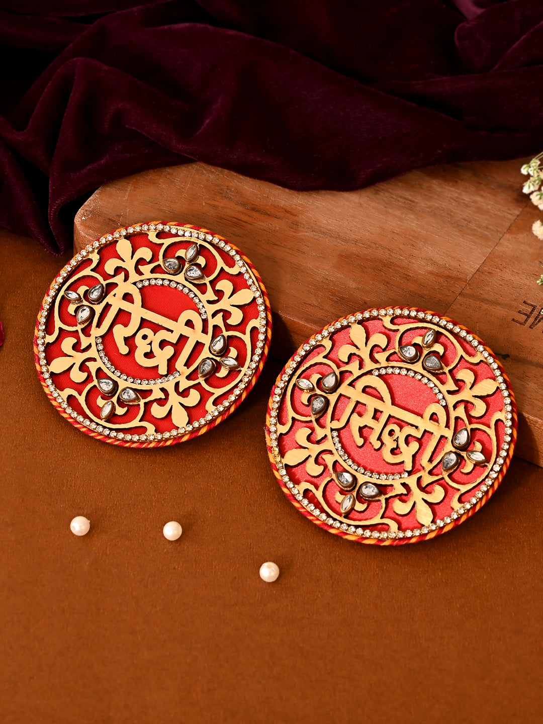 Laser-Cut Ridhi Shidhi Pair with Kundan Detailing â€“ Ethnic Wall Art