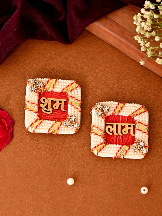 Shubh Labh Decorative Square Wall Hanging (Set of 2)