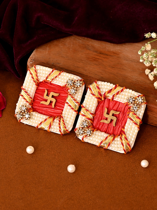 Swastik Pearl-Embellished Wall Hanging (Set of 2)