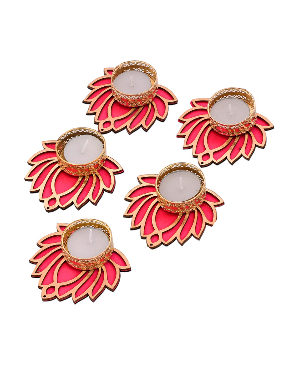 5-Pc Pink Lotus Diyas
