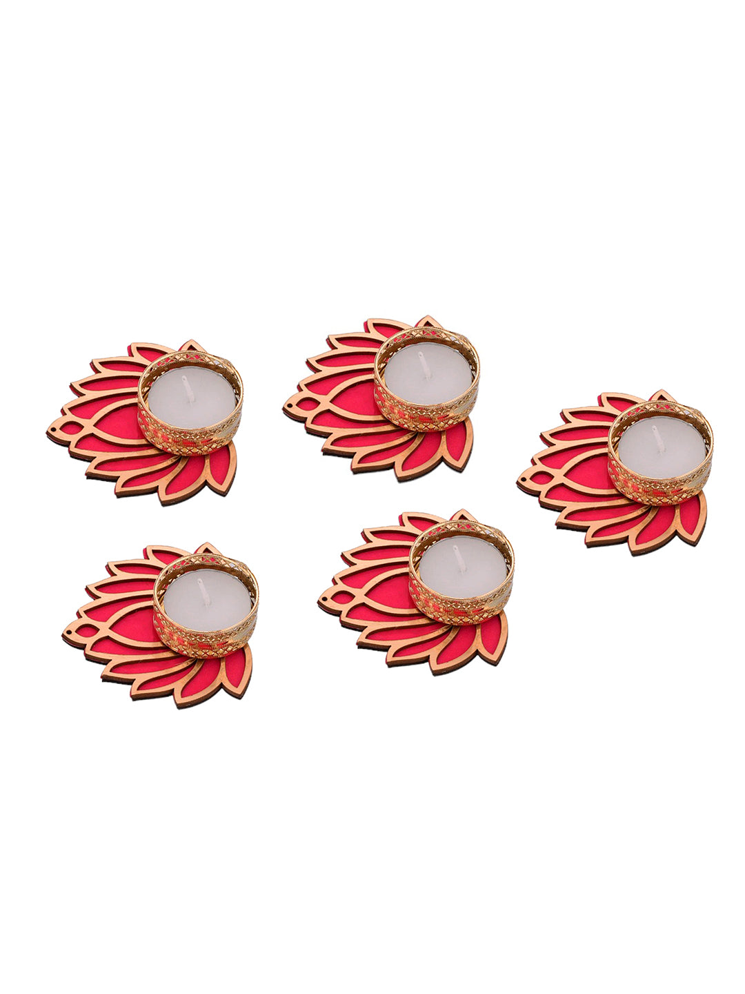 5-Pc Pink Lotus Diyas