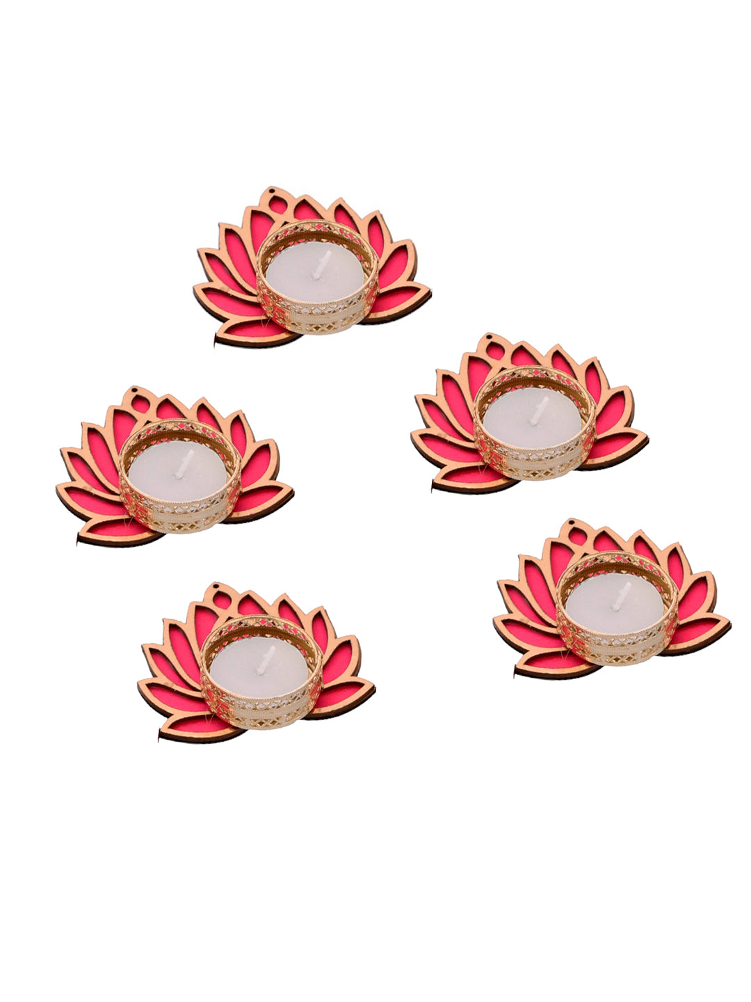 5-Pc Pink Lotus Diyas