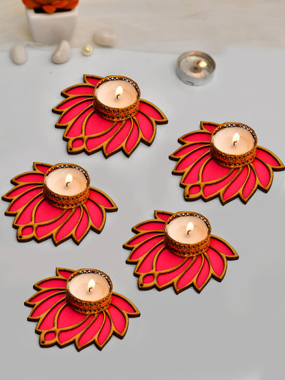 5-Pc Pink Lotus Diyas