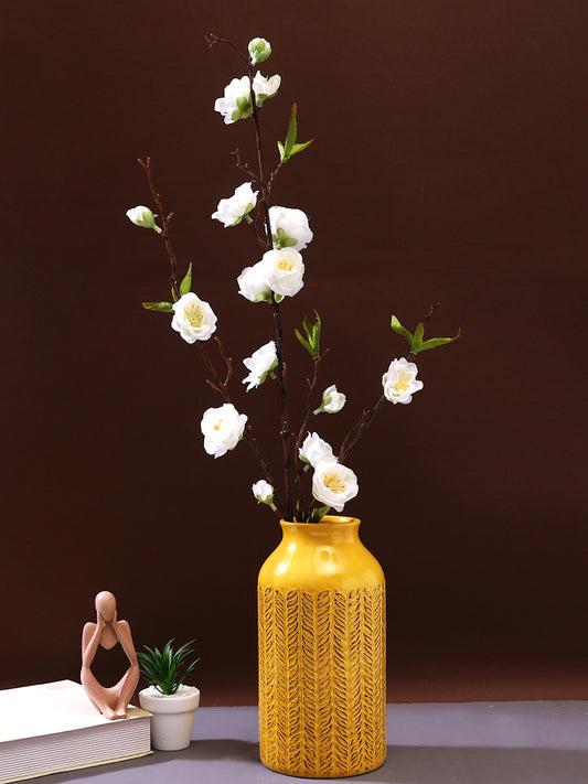Graceful White & Brown Cherry Blossom Artificial Flower