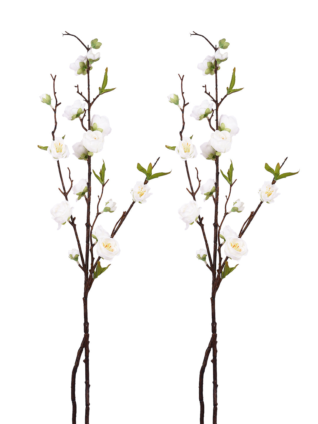 White & Green 2 Pieces Cherry Blossom Artificial Flower