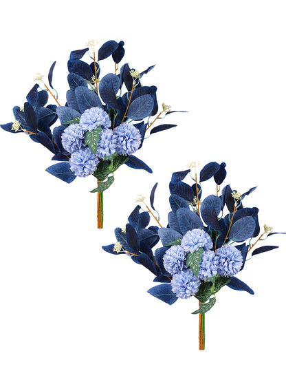 Blue & Green 2 Pieces Hydrangea Artificial Flower