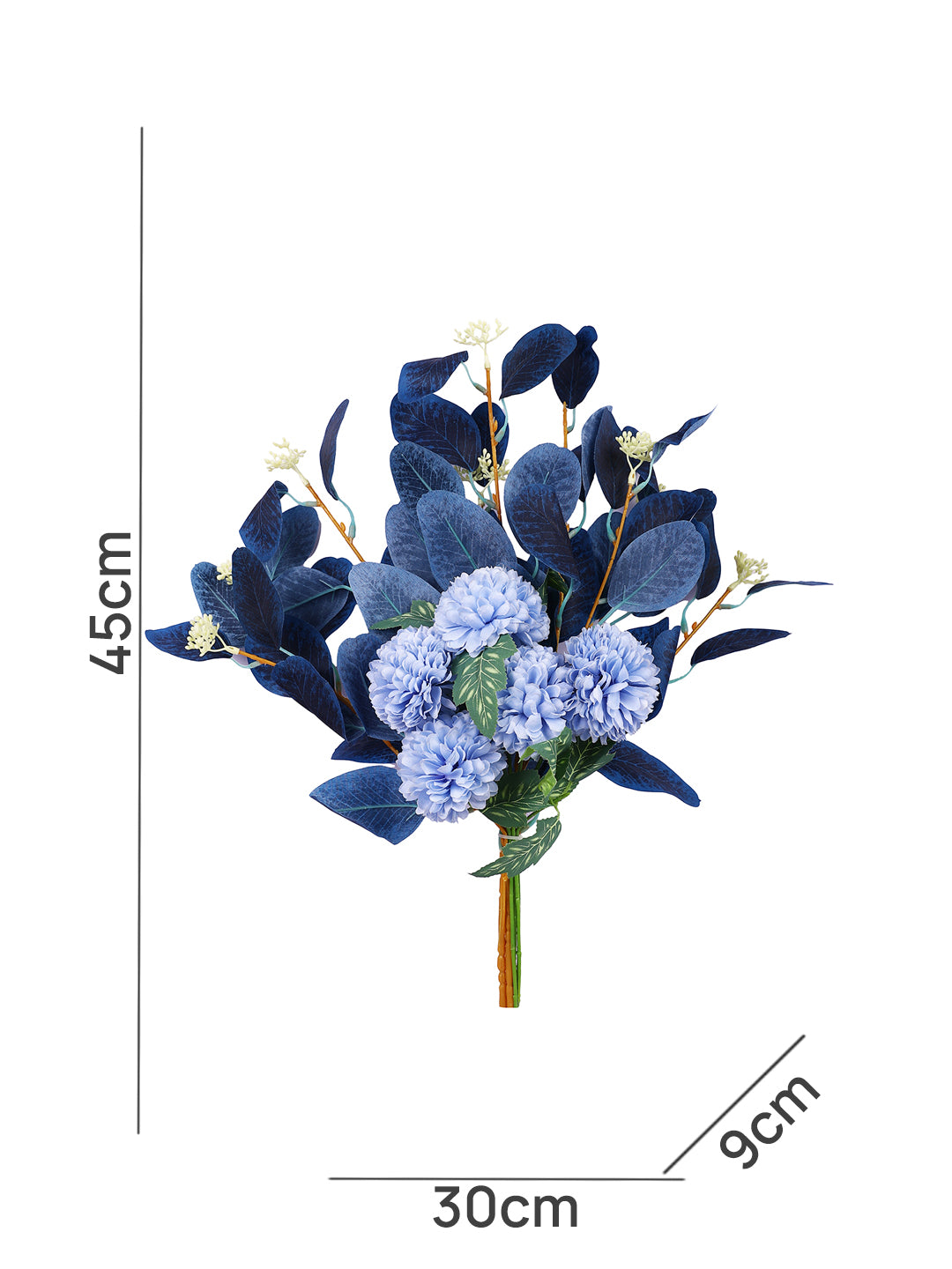 Blue & Green 2 Pieces Hydrangea Artificial Flower