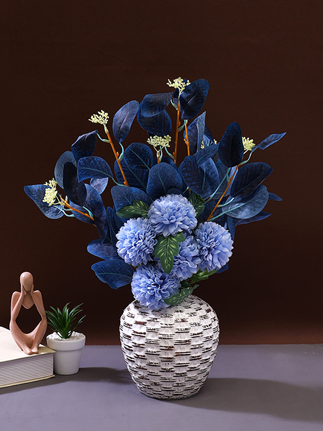 Blue & Green 2 Pieces Hydrangea Artificial Flower