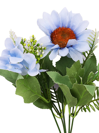 Turquoise Blue & Green 2 Pieces Gerbera Artificial Flower