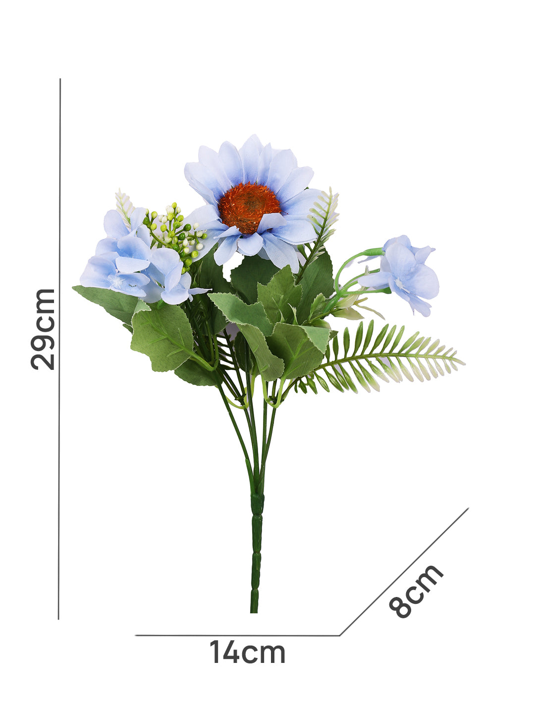 Turquoise Blue & Green 2 Pieces Gerbera Artificial Flower