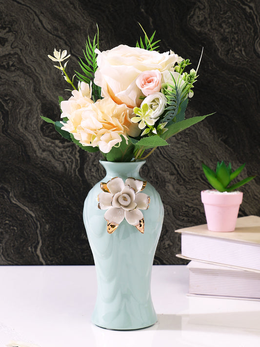 Pink & Green 2 Pieces Rose Artificial Flower