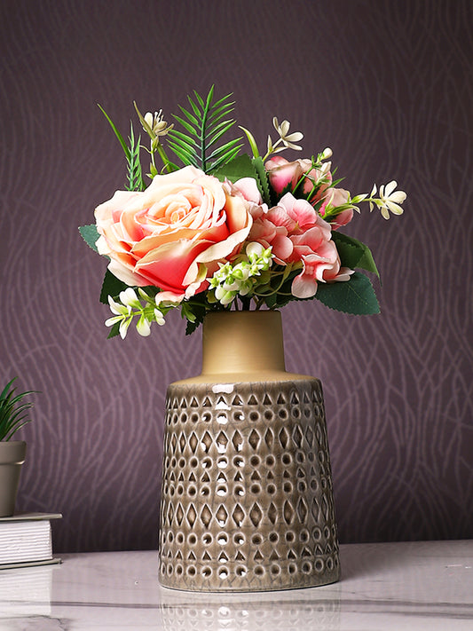 Red & Green Rose Artificial Flower