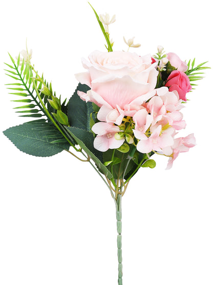 Pink & Green 2 Pieces Rose Artificial Flower