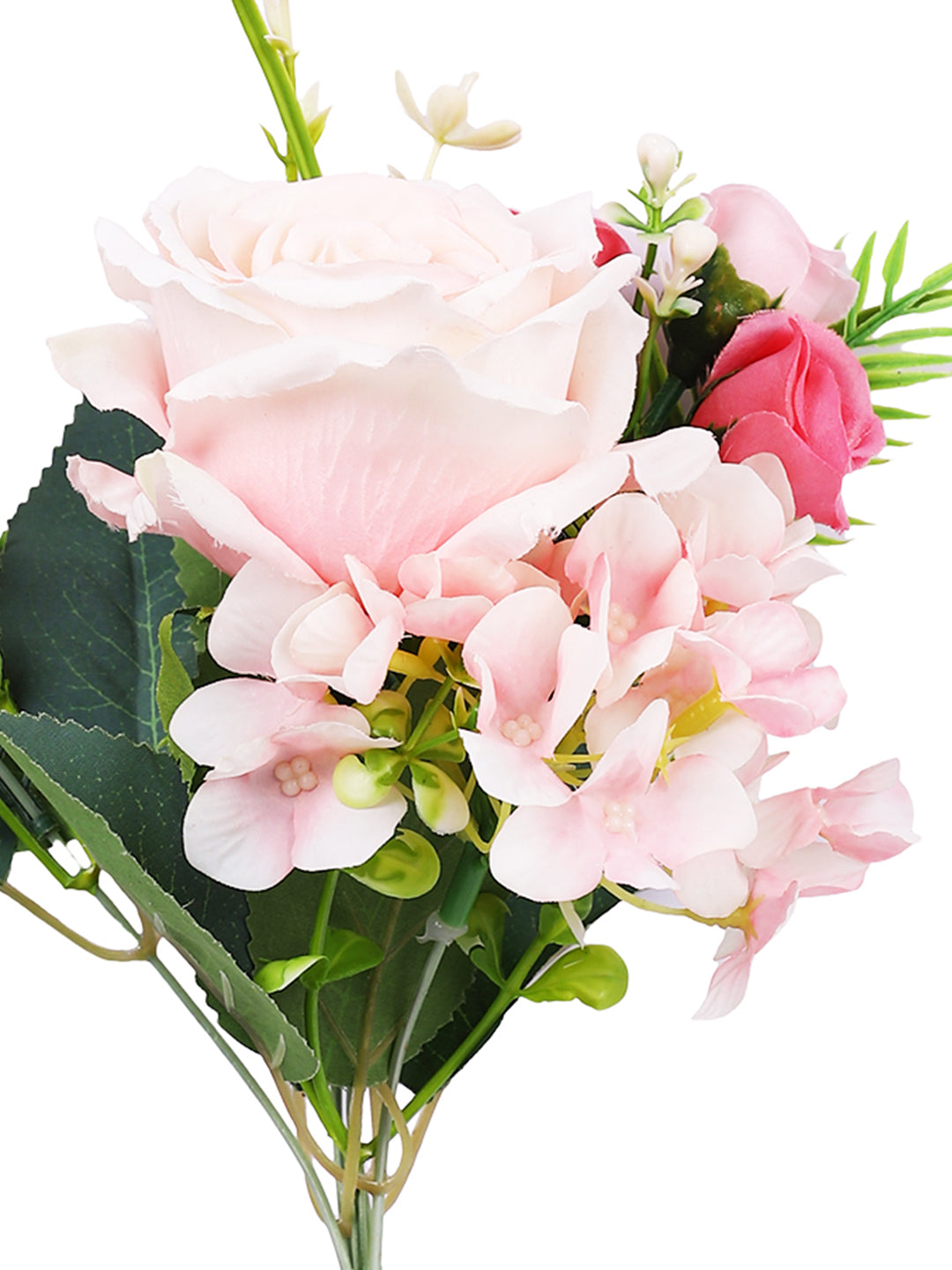 Pink & Green 2 Pieces Rose Artificial Flower