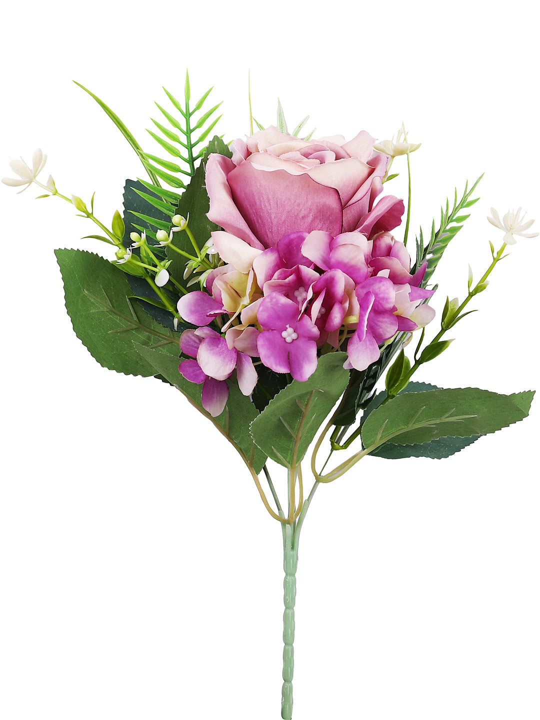 Purple & Green 2 Pieces Rose Artificial Flower