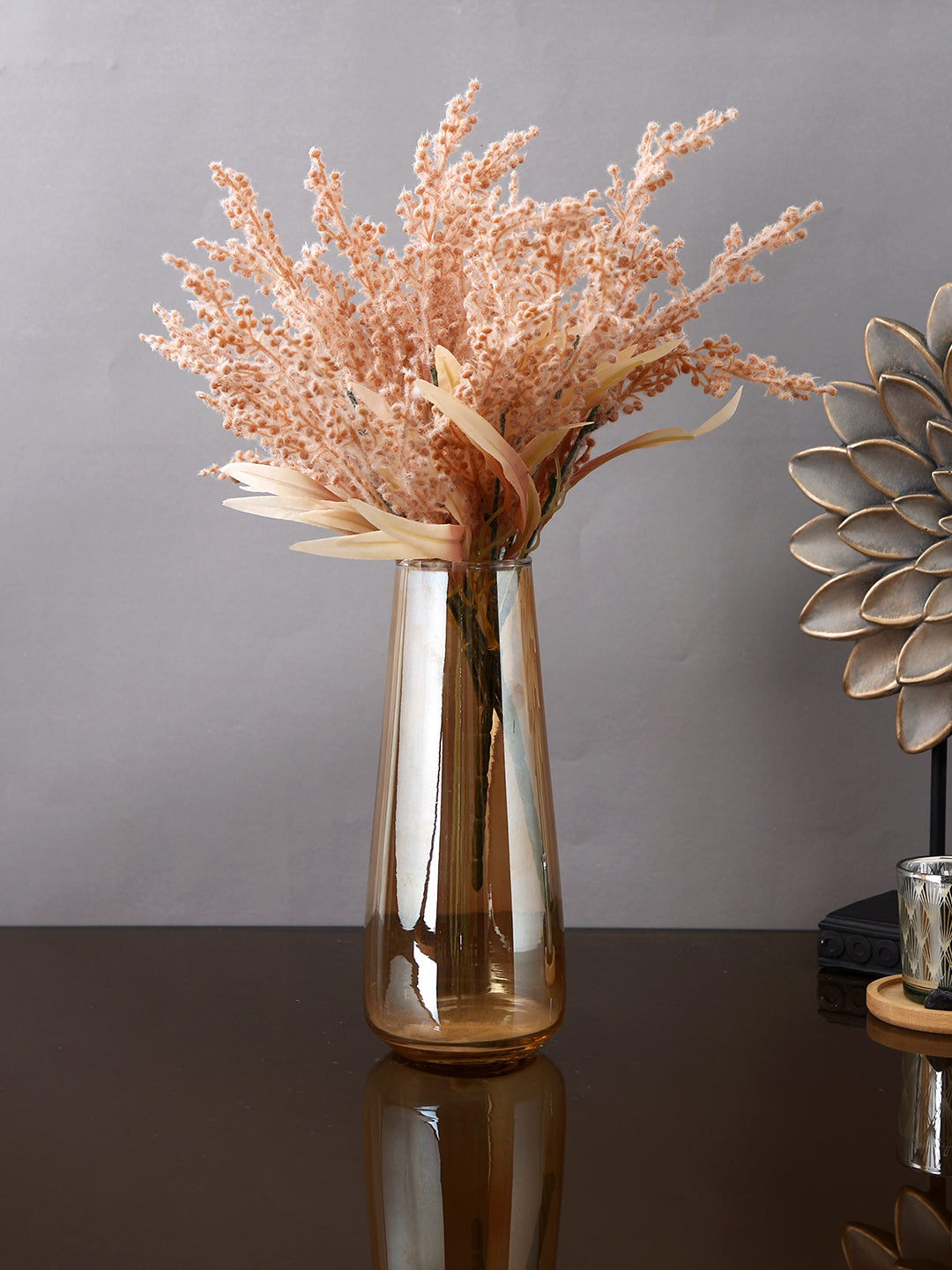 Peach 2 Pieces Babys Breath Grass Artificial Plants