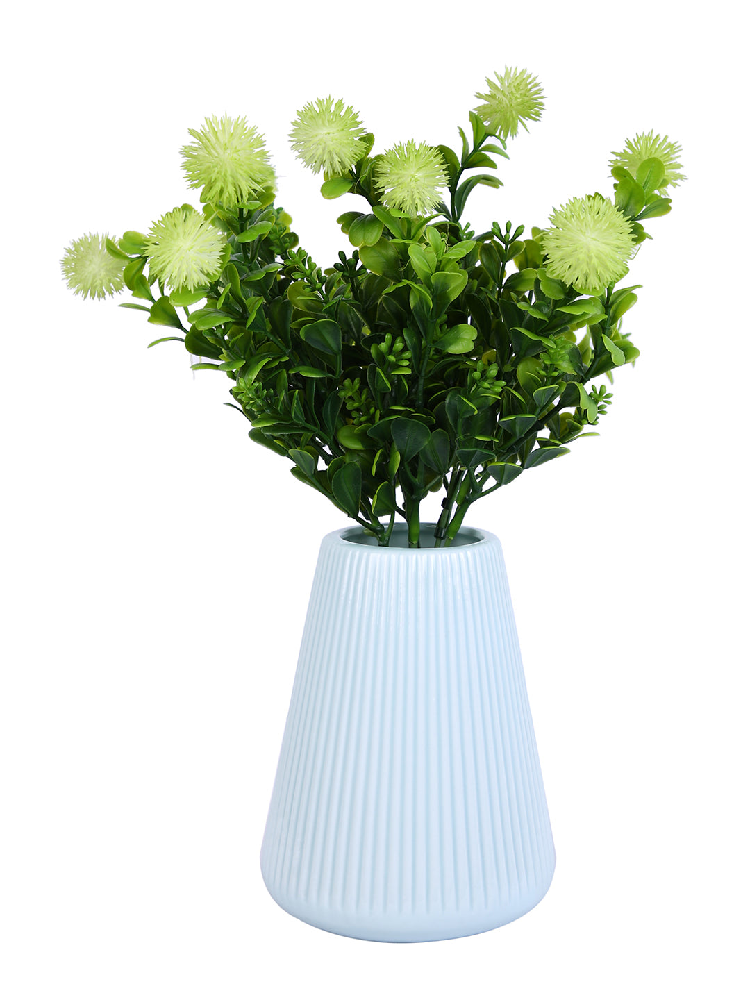 Green And Yellow 2 Pieces Chrysanthemum Artificial Flowers With Pot