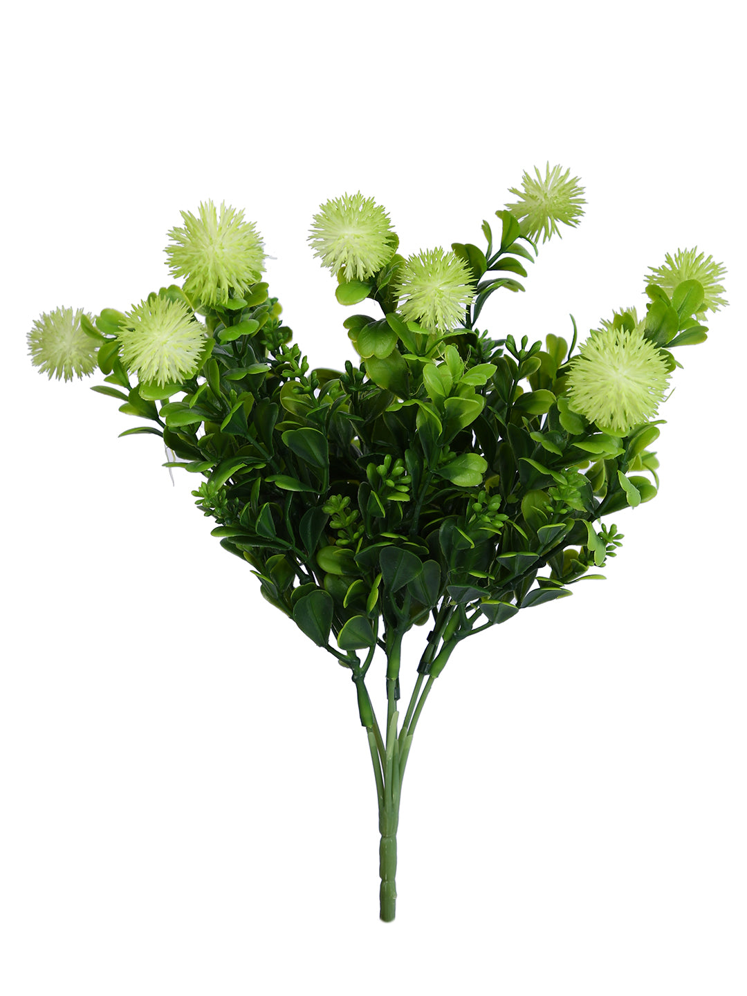 Green And Yellow 2 Pieces Chrysanthemum Artificial Flowers With Pot